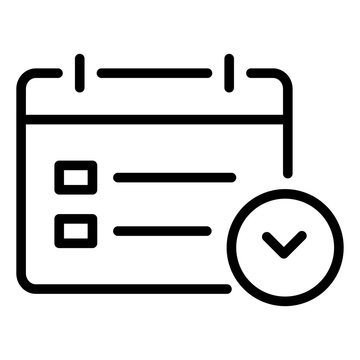 Minimalist icon of a calendar with a checkmark symbol representing a table booking or reservation