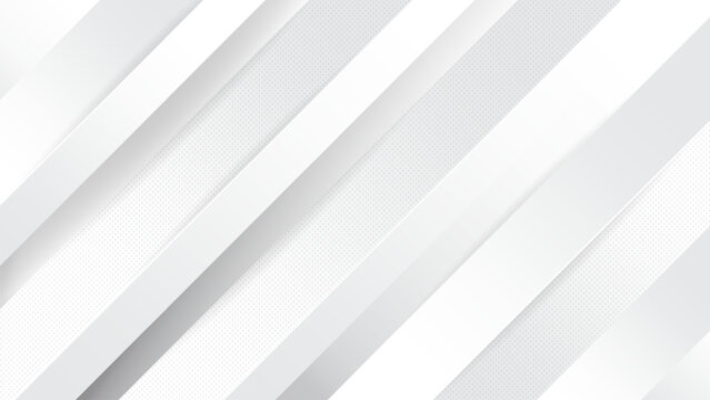 Minimalist White and Grey Abstract Background with Dynamic Diagonal Layers and Halftone Texture