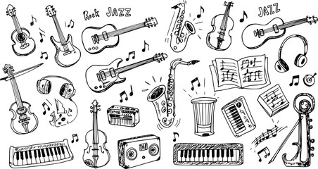 Hand-drawn Musical Instruments: A Sketchy Symphony for Rock and Jazz Lovers © arulumia