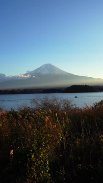 Scenic Mount Fuji landscape with vibrant fall foliage