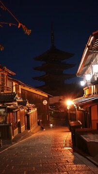 Yasaka Pagoda at Night in Historic Higashiyama Kyoto Japan