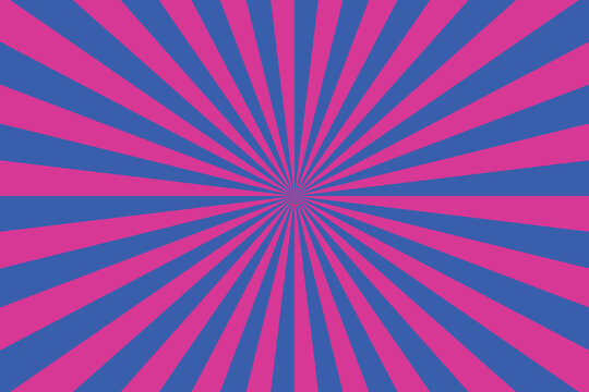 Classic blue and pink rays radiate from a central point creating a cheerful striped sunburst pattern