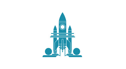 Fototapeta premium Futuristic Rocket Launch Pad with Space Shuttle.