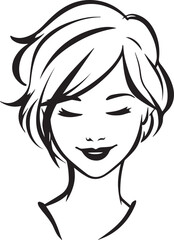 Elegant woman portrait in black and white illustration