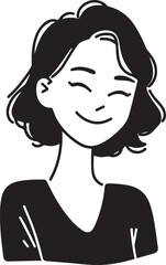 Elegant woman portrait in black and white illustration