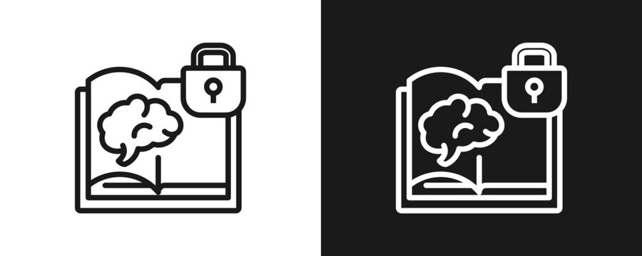 Knowledge Retention Icon Set Outline In White And Black Background
