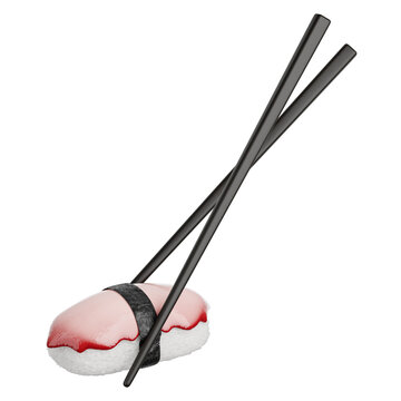 Tako Sushi With Chopsticks