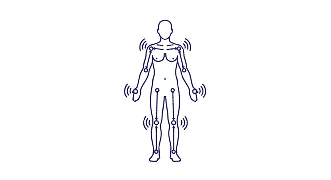 Human Body Diagram Illustrating Joint Pain and Discomfort.