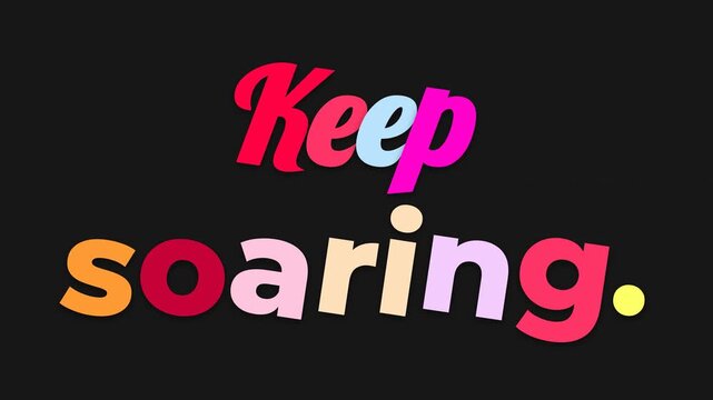 Dynamic colorful text Kee and so on black background with shadows a powerful motivation quote for business or lifestyle
