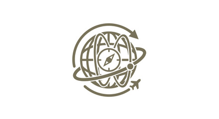 Global Travel Compass Navigation Airplane Icon Symbol.