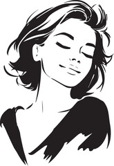 Elegant woman portrait in black and white illustration
