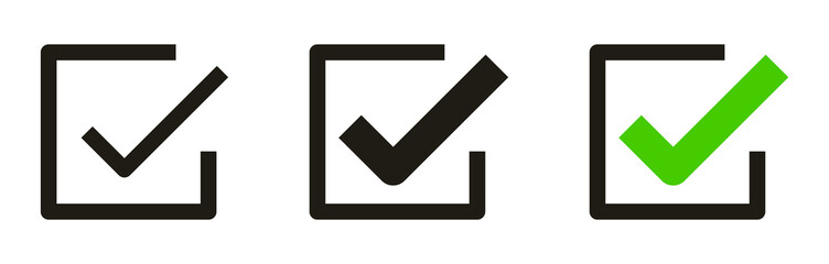 check mark icon button set. check box icon with right or correct buttons and yes checkmark tick box icons - checkbox symbol sign. check mark box square frame. vector illustration © icons gate