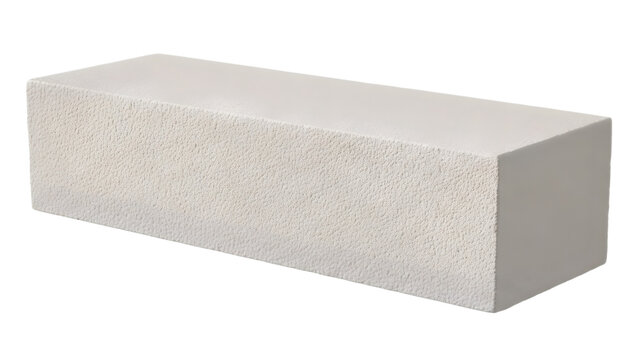 Gray concrete brick isolated on transparent background for construction design