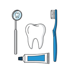 Dental Care Tools and Tooth Illustration.
