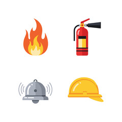 Fire Safety Icons Set Vector Illustration.