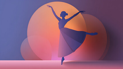 Elegant ballerina dancing against a colorful backdrop