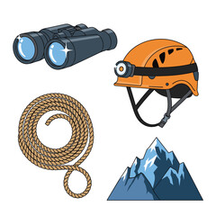 Climbing Gear and Mountain Adventure Elements.