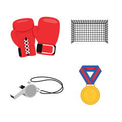 Collection of Sports Equipment and Awards.