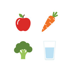 Healthy Food and Drink Icons Set.
