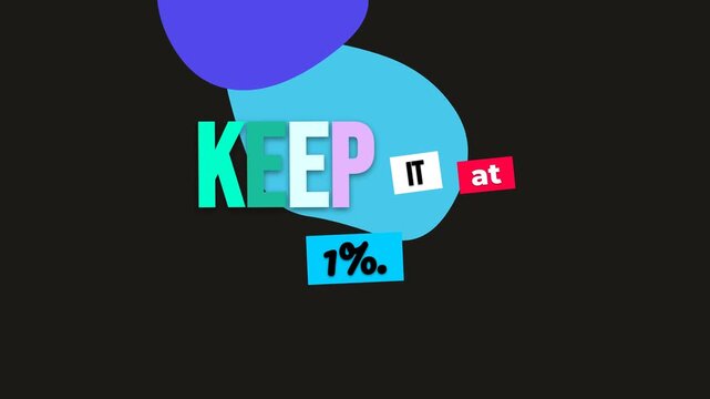 Abstract graphic animation reveals a bold motivation quote KEEP IT at 1 on a dark background