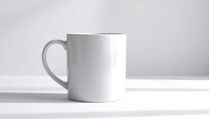 Obraz premium A white mug on a white surface with a plain background
