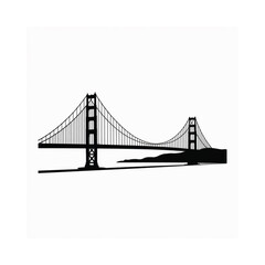 Fototapeta premium Silhouette of the golden gate bridge against a plain white background