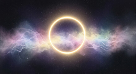 Fototapeta premium Sacred Glowing Halo Of Divine Calling Watercolor Illustration JPG