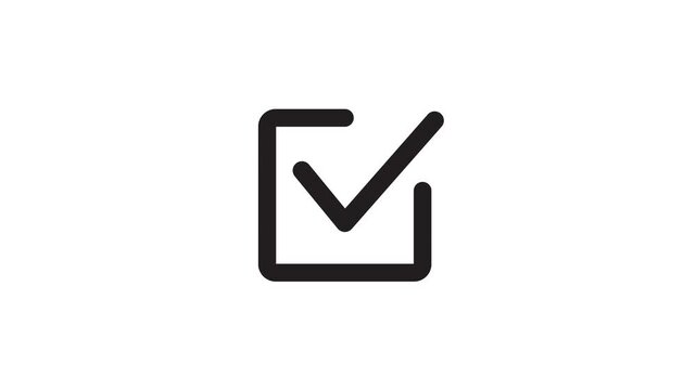 Check mark icon, positive symbol, tick mark icon animation 4k video on white background. approved tick mark icon. Check mark icon animation. right mark icon