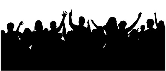 Crowd at festival, supporters cheering in public, group enjoying concert