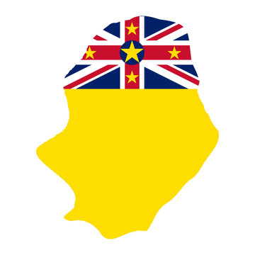 Niue map silhouette with flag isolated on white background