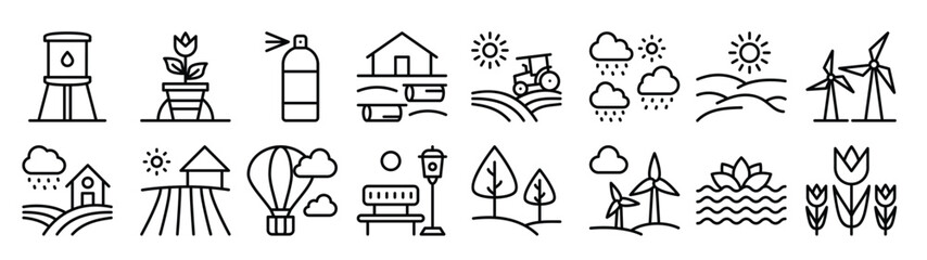 agriculture and landscapes linear icons © Imad 2
