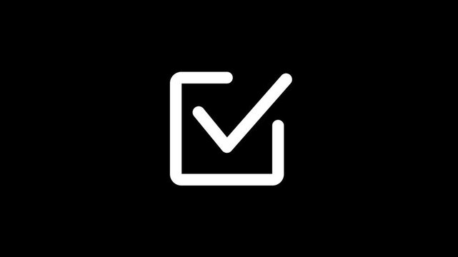  Check mark icon, positive symbol, tick mark icon animation 4k video on transparent with alpha channel background. approved tick mark icon. Check mark icon animation. right mark icon