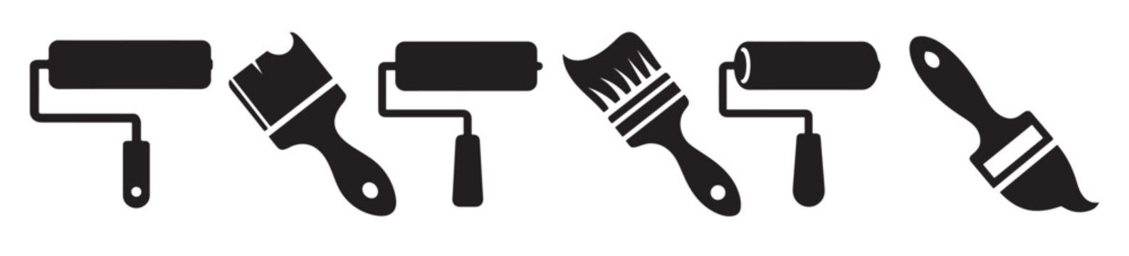  paint icon set paint brush sign and symbol paint roller icon