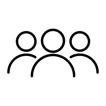 Line icon depicting a group of three people representing a crowd or viewers during a live event