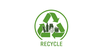Fototapeta premium Recycle Waste Logo Vector – Eco Friendly Trash Recycling and Sustainability Symbol Design