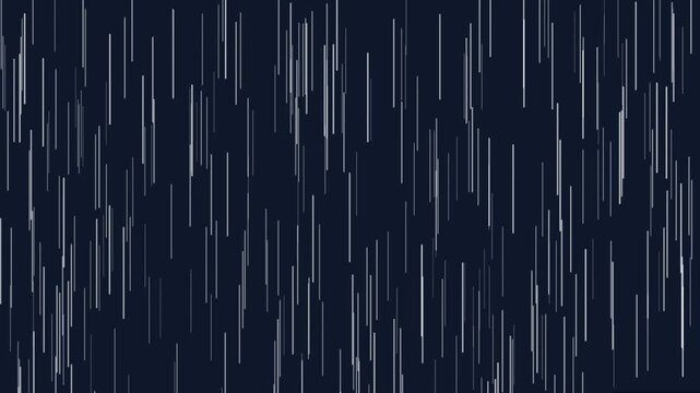 Abstract vertical falling white lines on dark blue background animation. digital data streams.