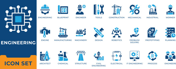 Industrial civil engineering architecture blueprint and mechanical construction vector icon set © Mst Rafiya Akter