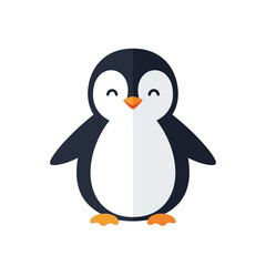 Fototapeta premium Cute Cartoon Penguin Character Standing Isolated on White Background