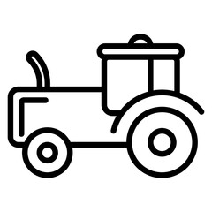 Line icon of a farm tractor vehicle used for plowing and cultivation