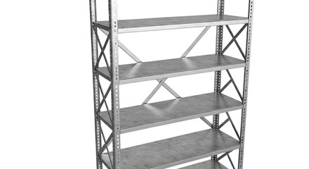 Metal shelving unit with five shelves