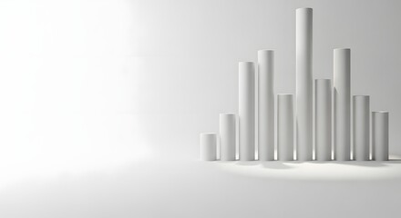 Obraz premium Gray 3D bar chart illustration on a white surface and background