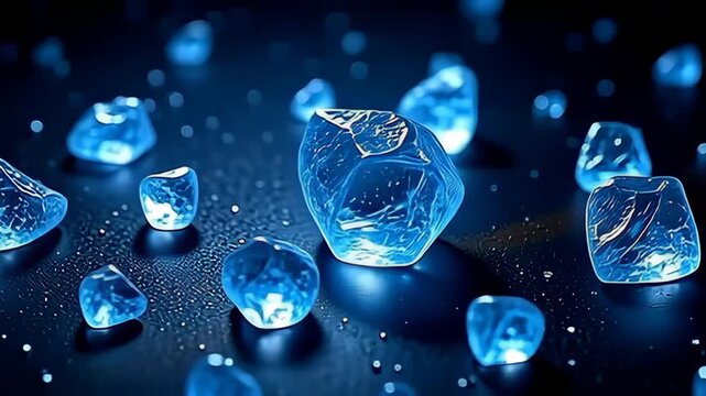 Glowing like celestial bodies, crystallized vitamin shards orbiting core engage in an intricate ballet of rotation and translation, showcasing a blend of deep blues and shimmering silvers,