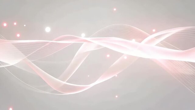 Soft flowing white and pink light waves create a fresh, airy atmosphere, expressing purity and gentle fragrance diffusion.