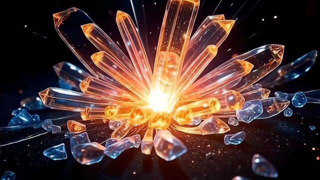 inward angstrom lively burst of motion, crystalize vitamin shard orb inwardness cracking and rectify inward angstrom speedy succession of brilliant colors, apiece sherd glow impulse and