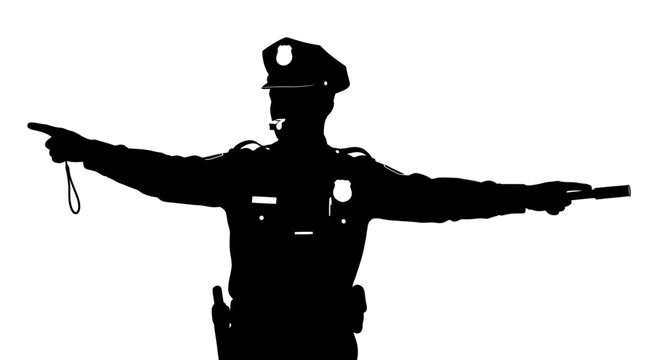 Police Officer Directing Traffic Silhouette