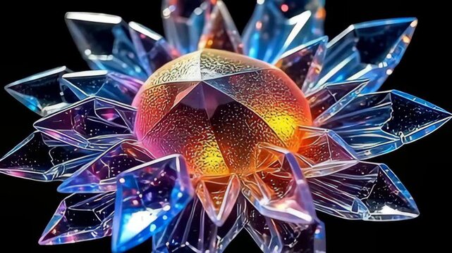 angstrom lively kaleidoscope of crystalize vitamin shard orb core, redact shimmering contemplation framing an isolate negro background, where shard pulse rhythmically, produce angstrom