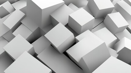 Obraz premium Simple Geometric Shapes: Irregularly Stacked Cubes on Light Gray Background 