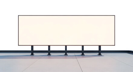 Obraz premium A large blank billboard stands on four poles in an empty room
