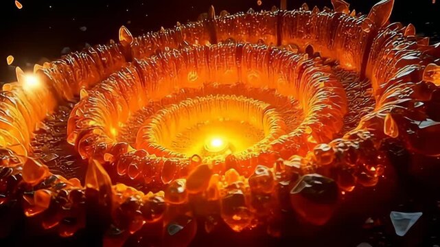 angstrom twisting whirlpool of crystalize vitamin shard orb inwardness volute gracefully, apiece sherd beat with brilliant shades of orangish and gold, redact active fantasm that playact