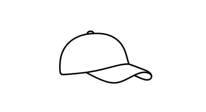 Simple Black Baseball Cap Illustration.
